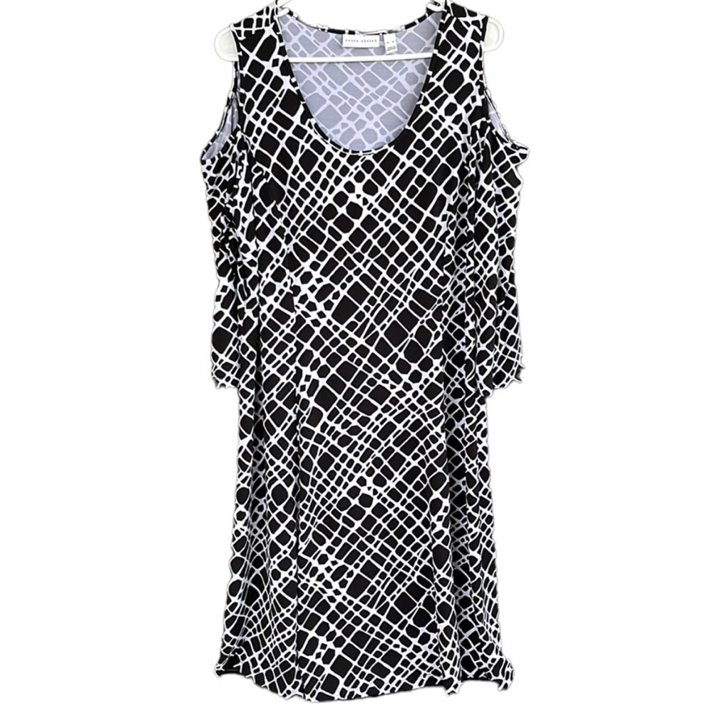 EUC Susan Graver Liquid Knit Cold Shoulder Dress